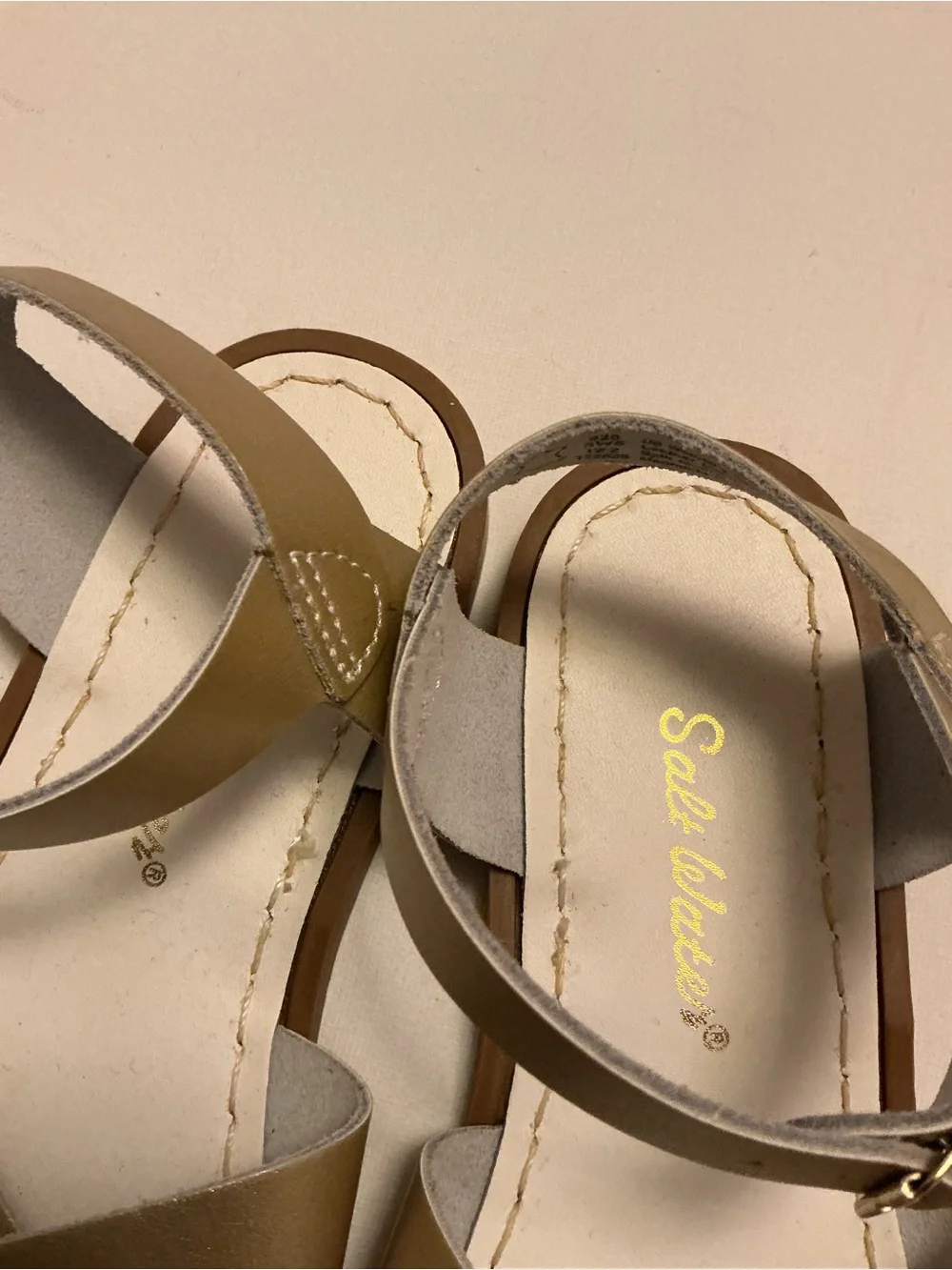 Salt Water Sandals by Hoy Metallic Gold Kids Cross-Strap Sandals